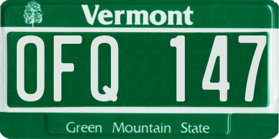 VT license plate OFQ147