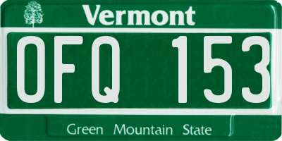 VT license plate OFQ153