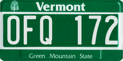VT license plate OFQ172