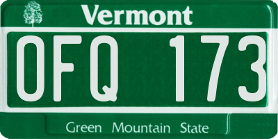 VT license plate OFQ173