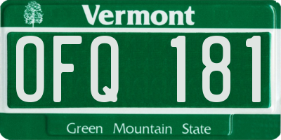 VT license plate OFQ181