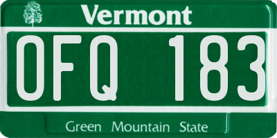 VT license plate OFQ183