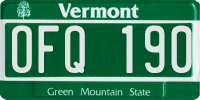 VT license plate OFQ190