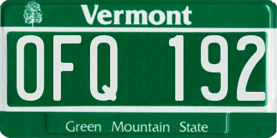 VT license plate OFQ192