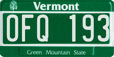 VT license plate OFQ193