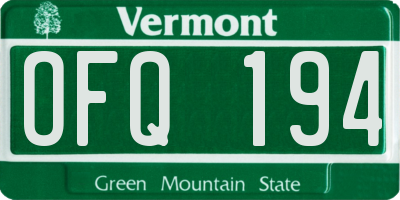 VT license plate OFQ194