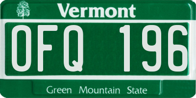 VT license plate OFQ196