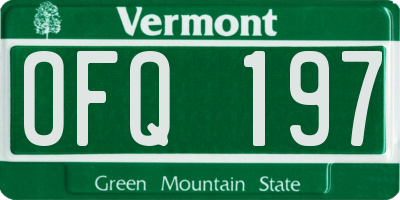 VT license plate OFQ197