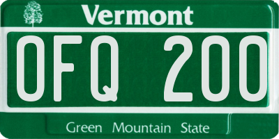 VT license plate OFQ200