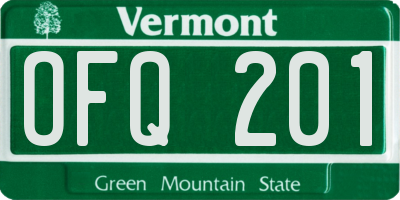 VT license plate OFQ201