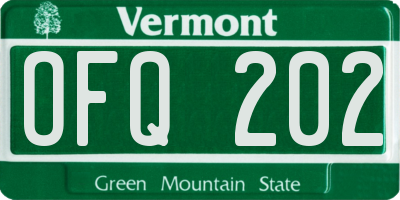 VT license plate OFQ202