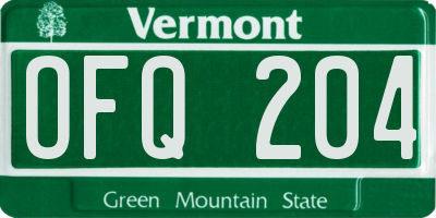 VT license plate OFQ204