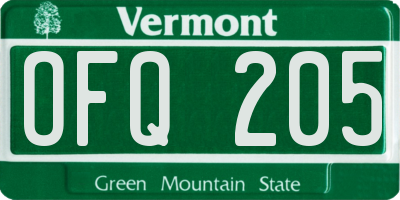 VT license plate OFQ205