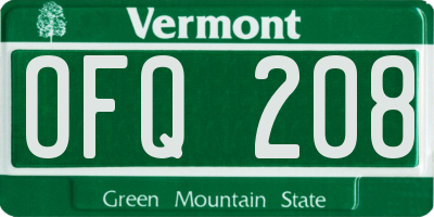 VT license plate OFQ208