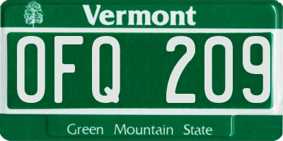 VT license plate OFQ209