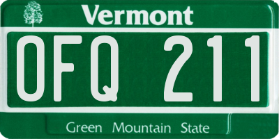VT license plate OFQ211