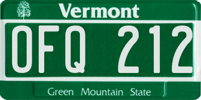 VT license plate OFQ212