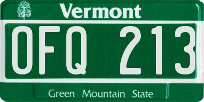VT license plate OFQ213