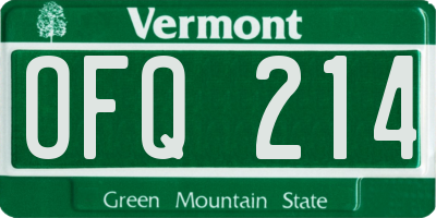 VT license plate OFQ214
