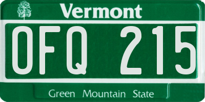VT license plate OFQ215