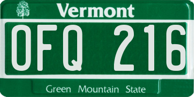 VT license plate OFQ216
