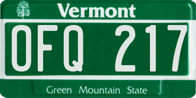 VT license plate OFQ217