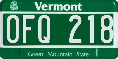 VT license plate OFQ218