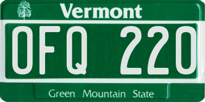 VT license plate OFQ220
