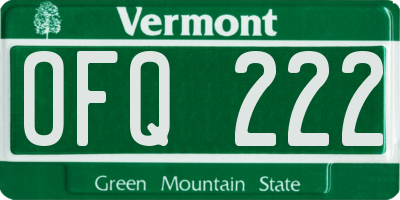 VT license plate OFQ222