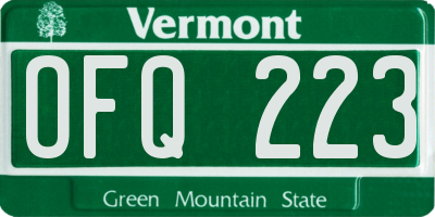 VT license plate OFQ223