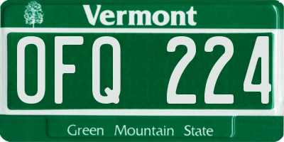 VT license plate OFQ224