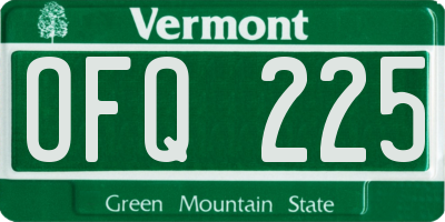 VT license plate OFQ225