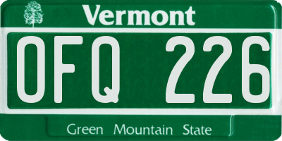 VT license plate OFQ226