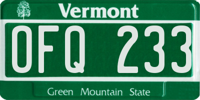 VT license plate OFQ233