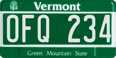 VT license plate OFQ234