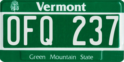 VT license plate OFQ237