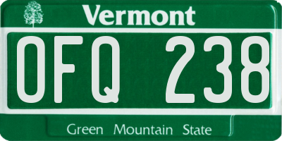 VT license plate OFQ238