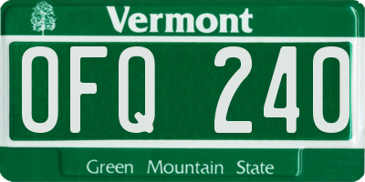 VT license plate OFQ240