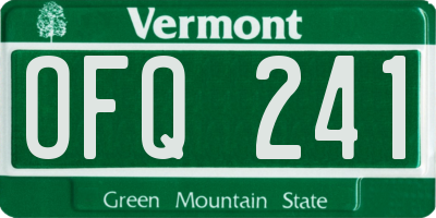 VT license plate OFQ241