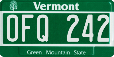 VT license plate OFQ242