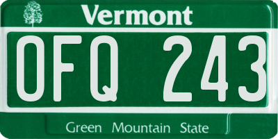 VT license plate OFQ243