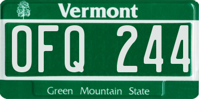 VT license plate OFQ244