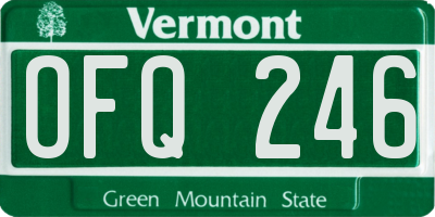 VT license plate OFQ246