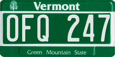 VT license plate OFQ247