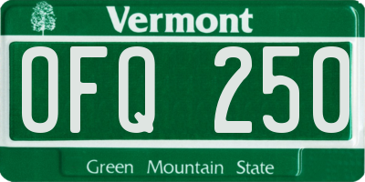 VT license plate OFQ250