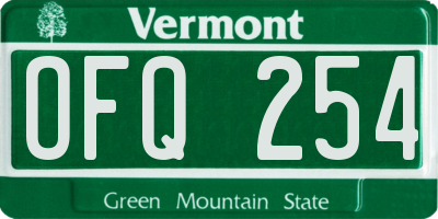 VT license plate OFQ254