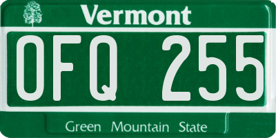 VT license plate OFQ255