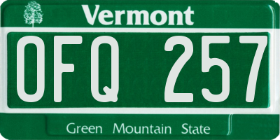 VT license plate OFQ257