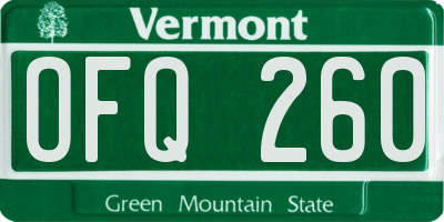 VT license plate OFQ260
