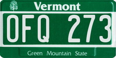VT license plate OFQ273